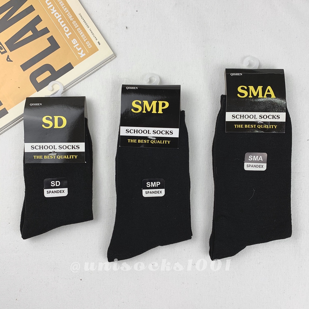 Kaos kaki sekolah SD SMP SMA hitam putih black white school socks kualitas premium