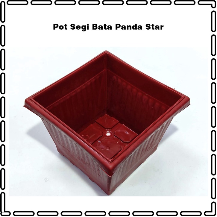 RML733 Pot Tanaman Segi 25 Bata/Hitam Panda Star
