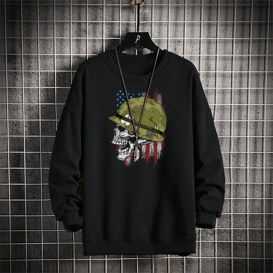 Sweater crewneck pria SOLDIER sweter cowok cewek murah keren