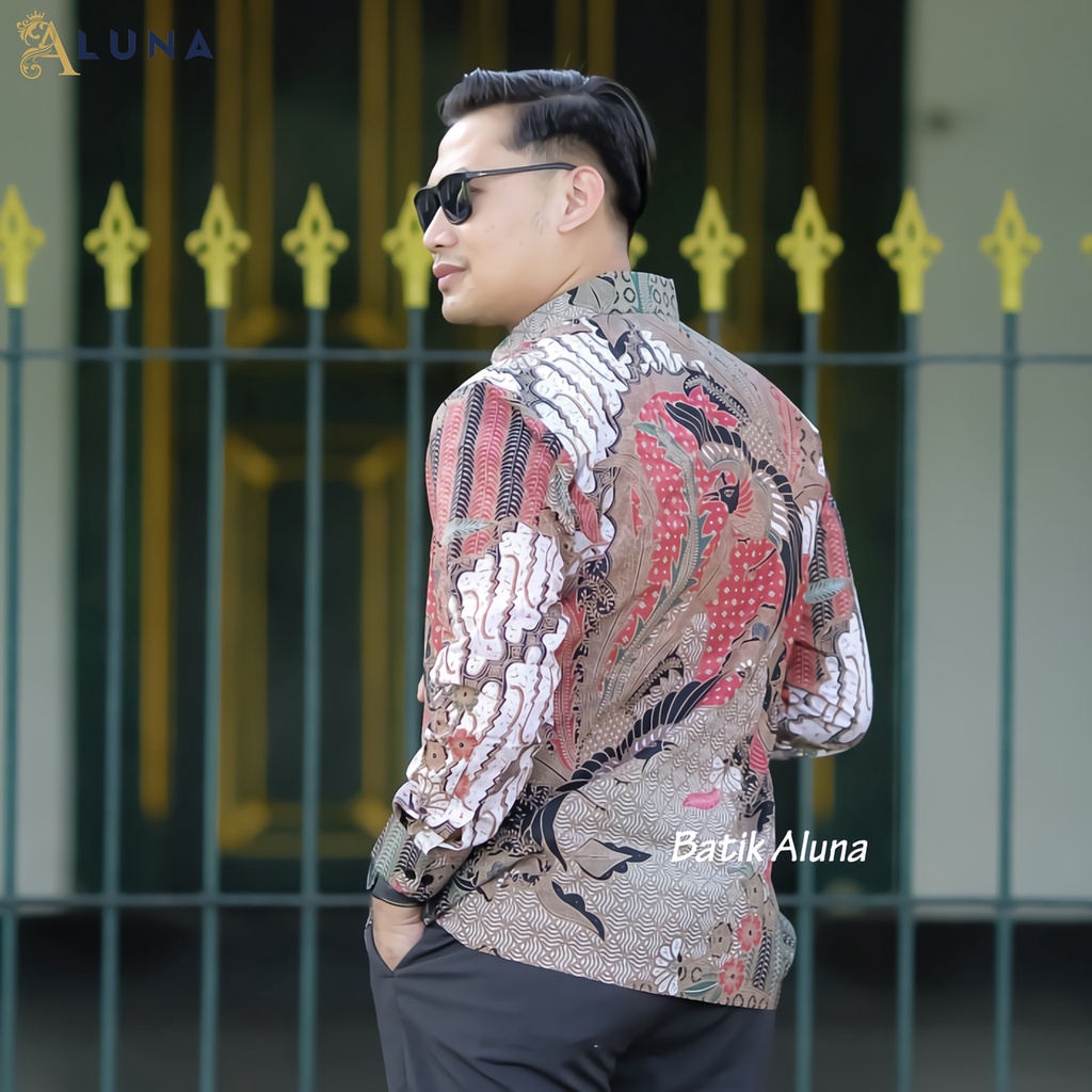 KEMEJA BATIK PRIA LENGAN PANJANG PREMIUM REGULAR KANTOR MODERN BATIK ALUNA PCW 011