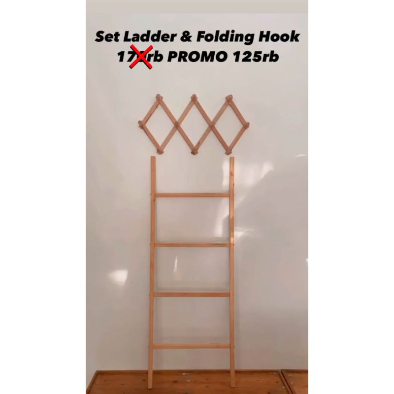 [PROMO] Set Ladder dan Folding Hook / Set Rak Tangga dan Gantungan Lipat Estetik