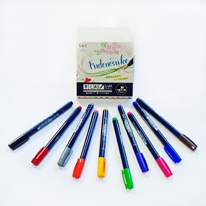 

kaligrafi-perlengkapan- tombow fudenosuke brush pen hard tip set 10 kuas lettering kaligrafi