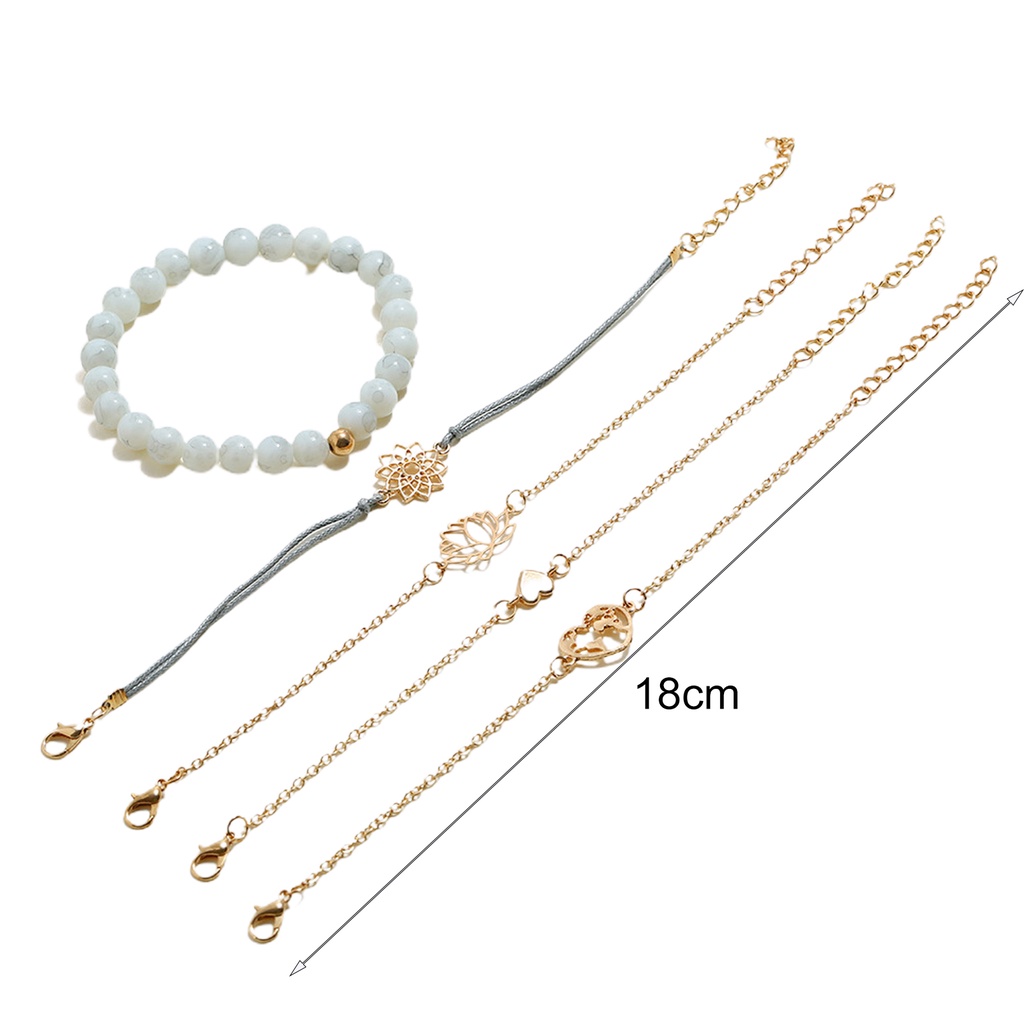Hu Hu Hu Hu Hu Alat Bantu Pasang Kacamata♡ 5pcs Gelang Tangan Wanita Desain Bunga Teratai Hollow Adjustable Untuk Pesta