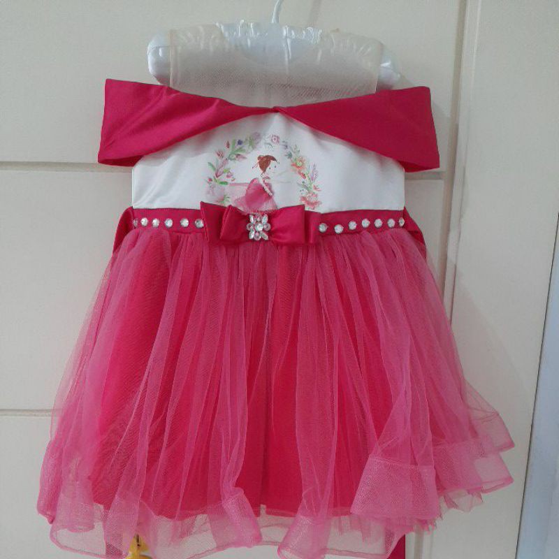 PRELOVED DRESS PESTA SABRINA PRINCESS FUSCHIA "BALLOON"