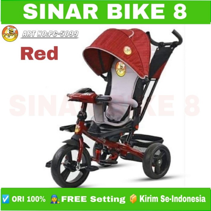 Sepeda Tricycle Anak Roda Tiga PACIFIC PC 5099 Musik Kanopi Stoller Anak