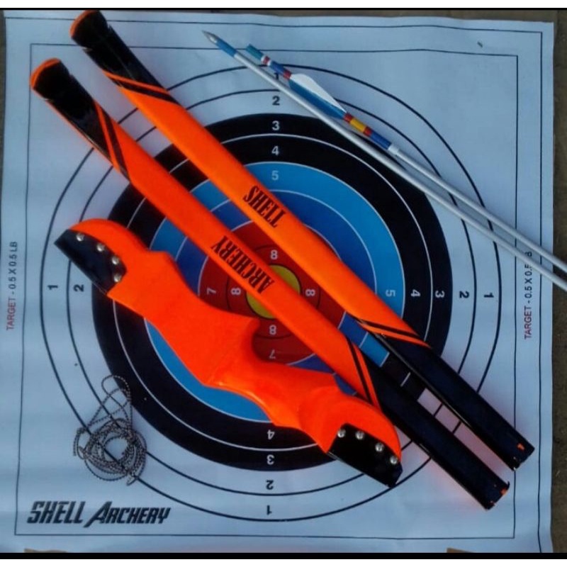 set busur panah Shell Archery riser 40 orange dewasa