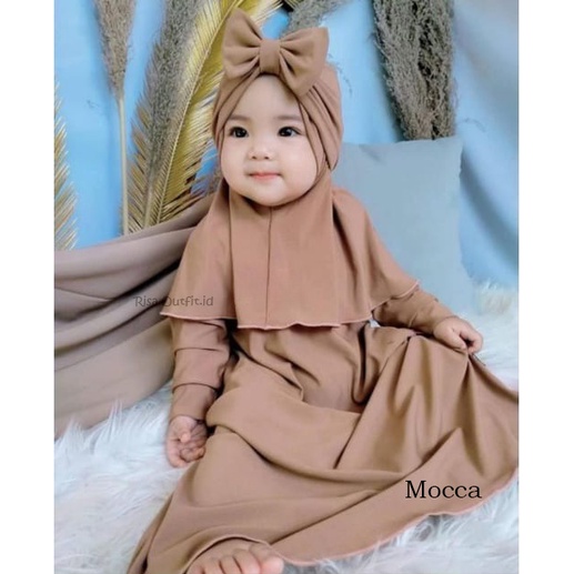 Gamis Syari Azibah / Gamis bayi / gamis anak free turban / Gamis Anak Plus Hijab / Baju Muslim Anak Perempuan / Gamis Anak Usia 6 bulan Sampai 4 Tahun / Best Seller