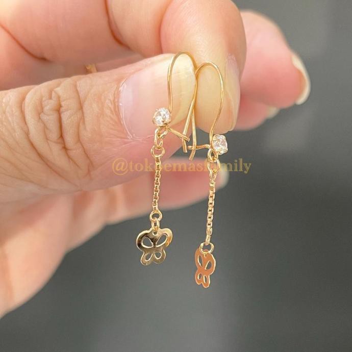 Anting Emas 375 Model Italy Panjang 1/2 Gram