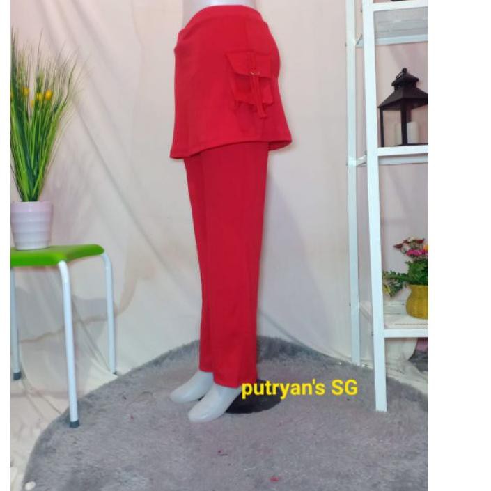 ✹ Celana senam rok kantong merah//Bayar Ditempat ✥