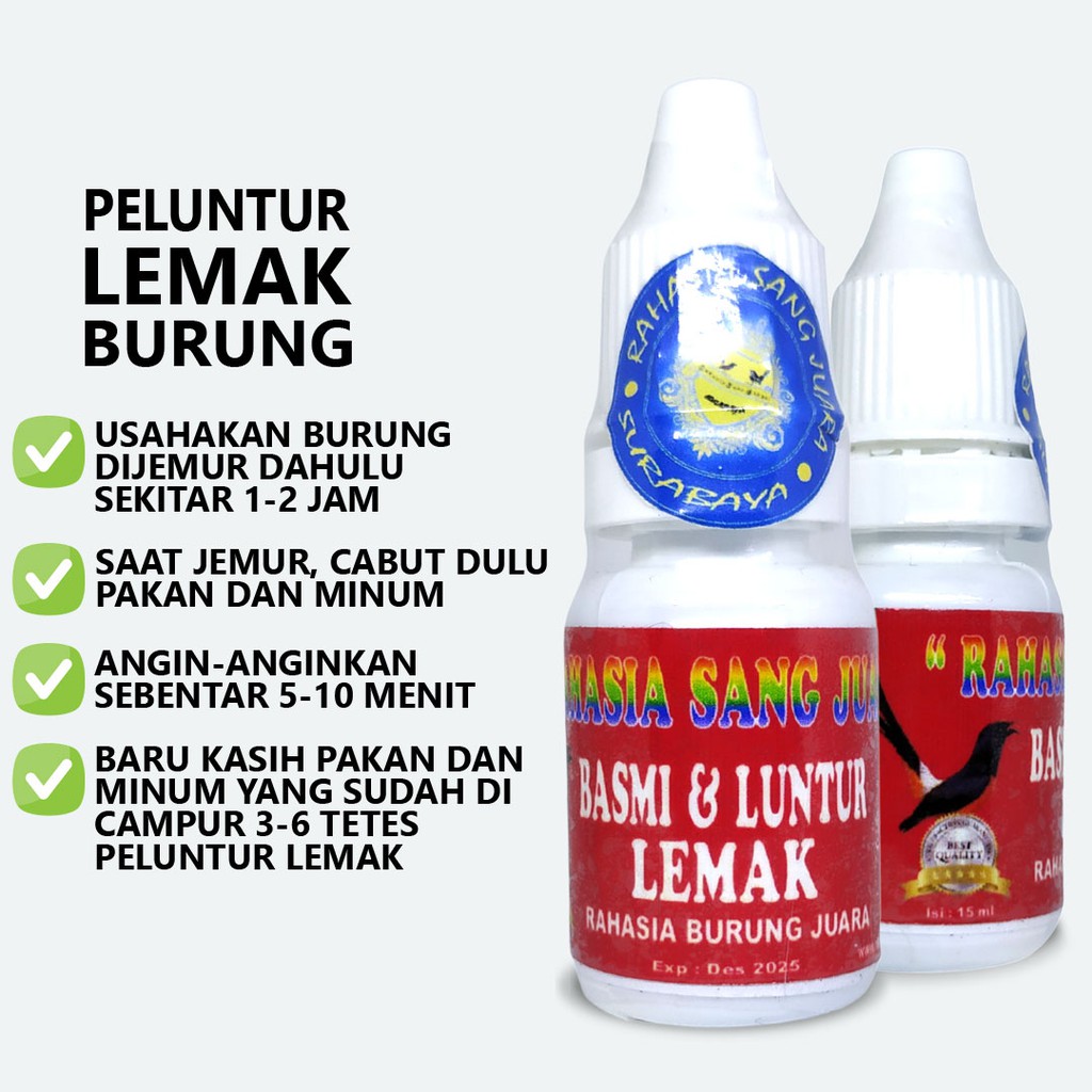 PELUNTUR LEMAK BURUNG MURAI BATU KENARI LOVEBIRD KACER PLECI CUCAK IJO