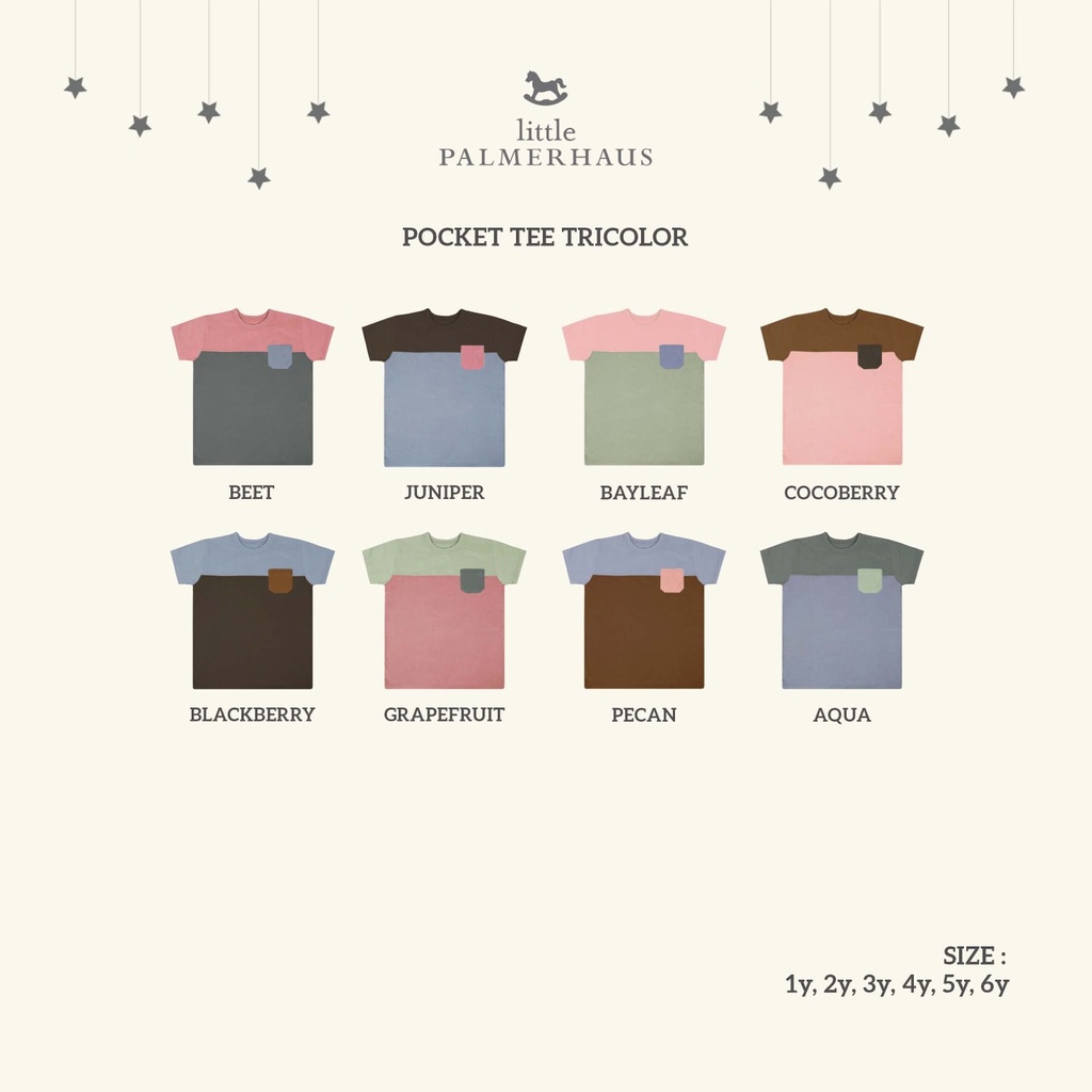 [4-6Thn] LITTLE PALMERHAUS 1pcs Pocket Tee Tricolor 1-6 Tahun (Kaos Anak)