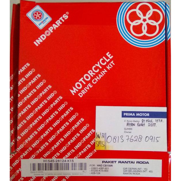 Ini Gear Set / Gir Set / Chain Kit Indopart / Indoparts Cbr /Cb150R Dijamin Ori