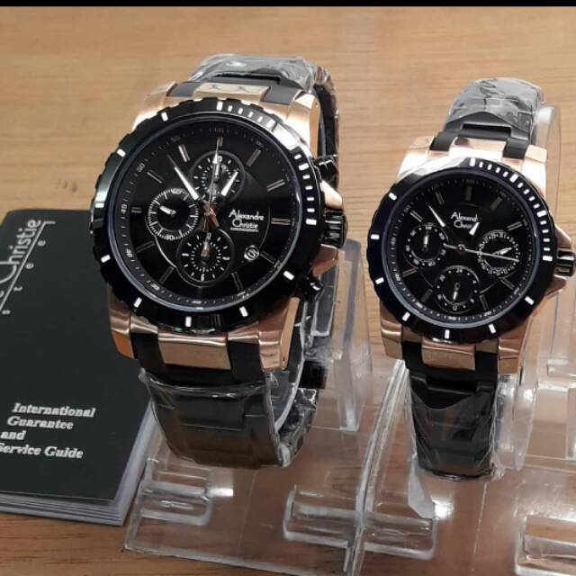 JAM TANGAN ALEXANDRE CHRISTIE 6141 COUPLE  BLACK GOLD