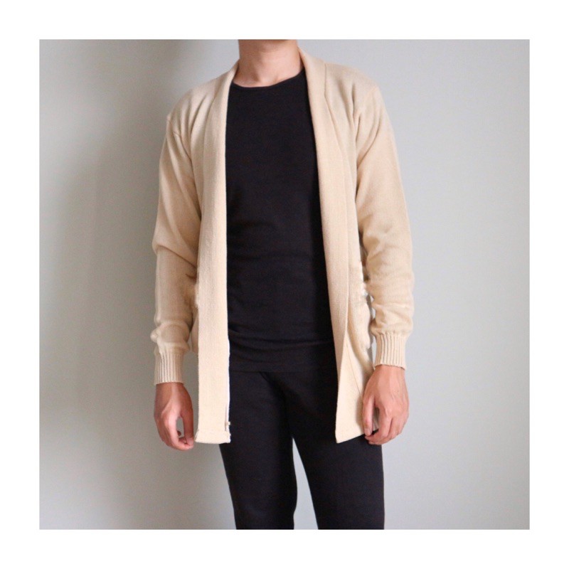Outer Long Cardigan / Cardigan Rajut Panjang Kimono Tanpa Kancing 7 Warna 6 Size-Cream
