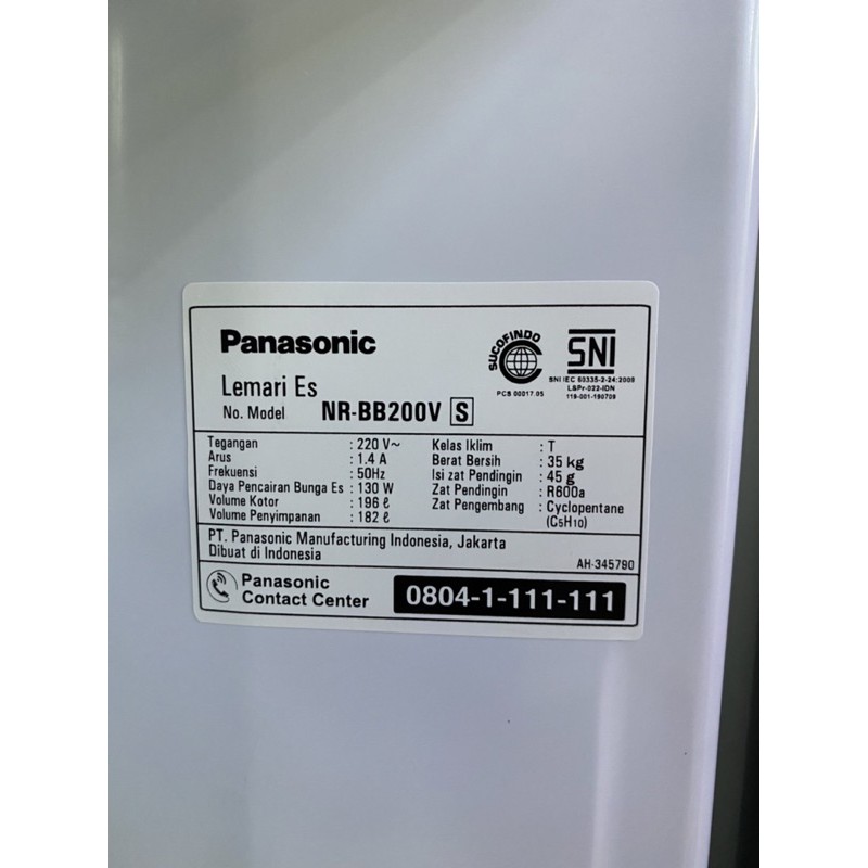 Lemari Es Panasonic NRBB200VS Kulkas 196Liter/182Liter NRBB 200VS