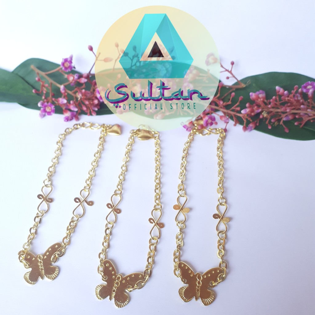 [ORIGINAL LAPIS EMAS 24K] SULTAN BRACELET GELANG LOGAM KUNINGAN MOTIF KUPU #GK010