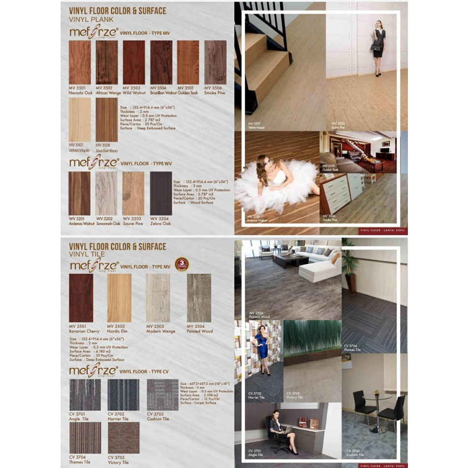 Lantai Kayu Vinyl Meforze Tebal 3mm
