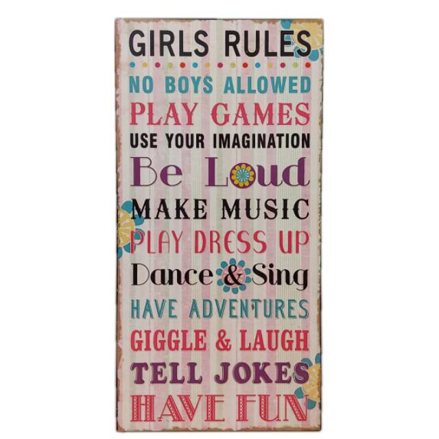 PAJANGAN KAYU GIRLS RULES P29 x L3 x T60 cm