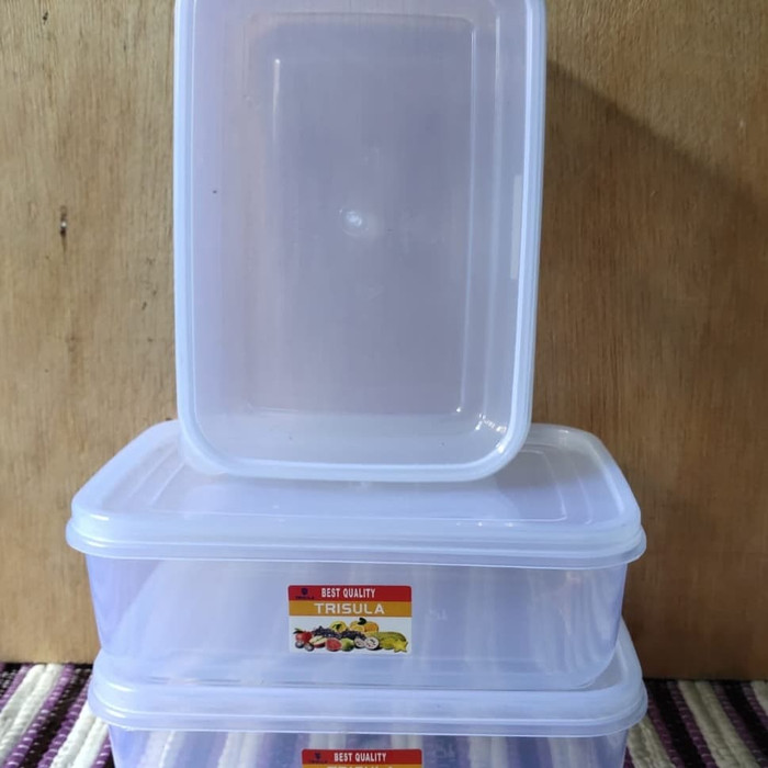 Toples Kotak Plastik / Tempat Makan Sayuran 700 Ml - Putih