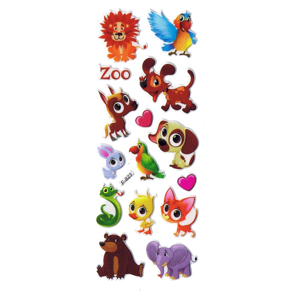 SK543 Stiker Sticker Timbul Set Strip Aneka Gambar Kartun Binatang Shopee Indonesia