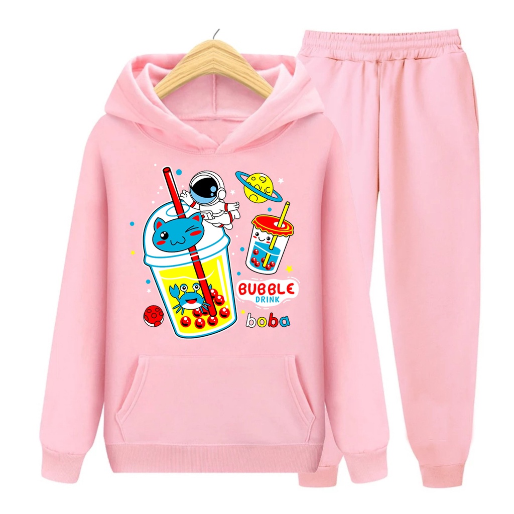 YMF - Setelan Sweater Hoodie Bubble Drink Boba  | Anak-Remaja ( SET Hoodie - Boba )®