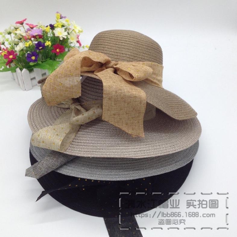 May Star Topi Pantai Rajut Pita Bintik Emas T2