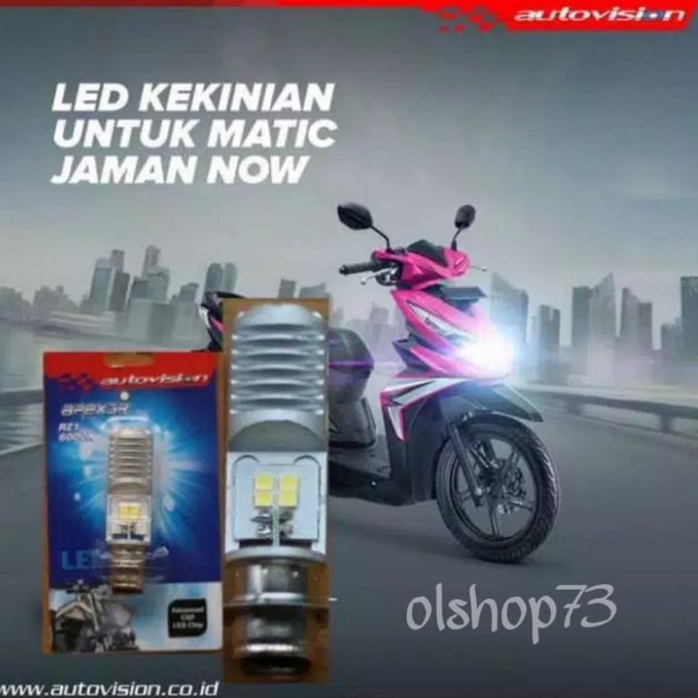 Lampu Depan Motor LED H6 AUTOVISION Super Terang Beat F1 Mio bebek Bohlam RZ1 Hrs 6Bln (KODE 0273)