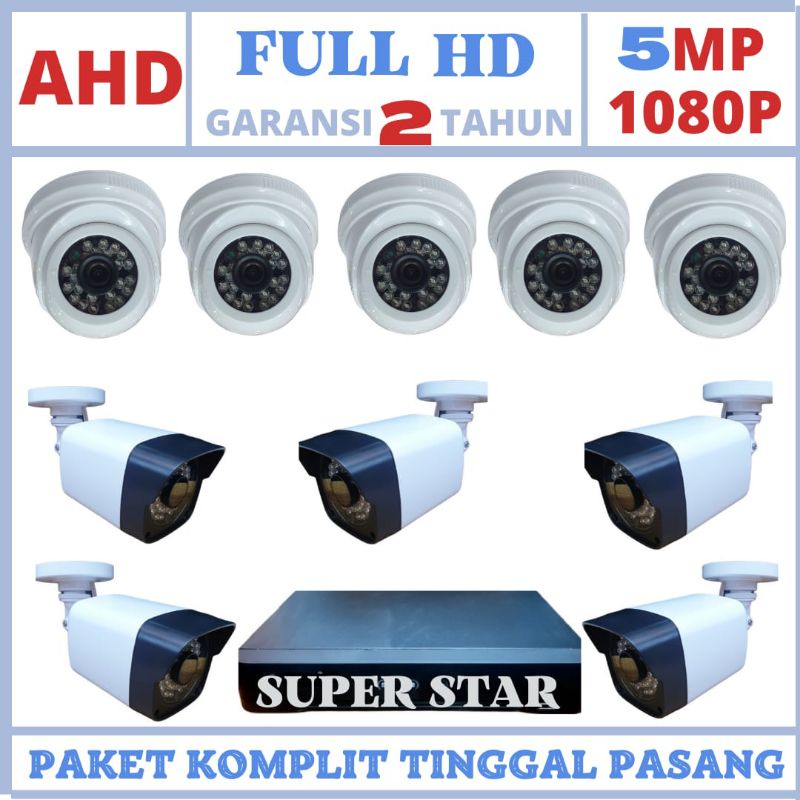 PAKET CCTV 16 CHANNEL 10 KAMERA 5MP 1080P FULL AHD SONY KOMPLIT