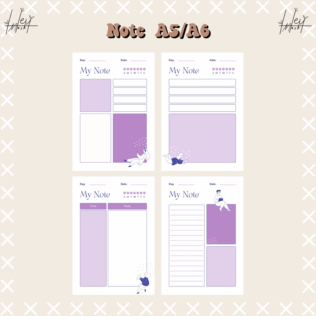 

[HM] NOTE A5/A6 Violet Square Notepad/Catatan/Daily Note