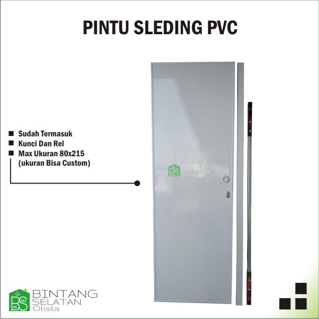 PINTU PVC SLIDING CUSTOM KOMPLIT KUNCI DAN REL