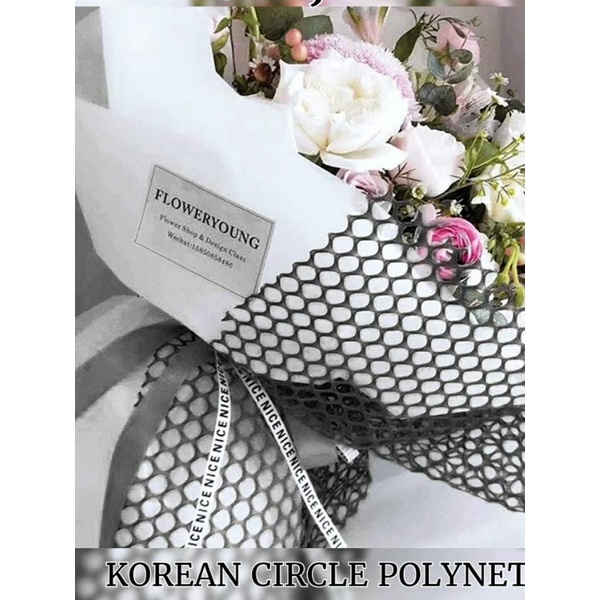 KERTAS JARING BUKET BUNGA / FLOWER WRAPPING PAPER CIRCLE POLYNET / KOREAN CIRCLE POLYNET