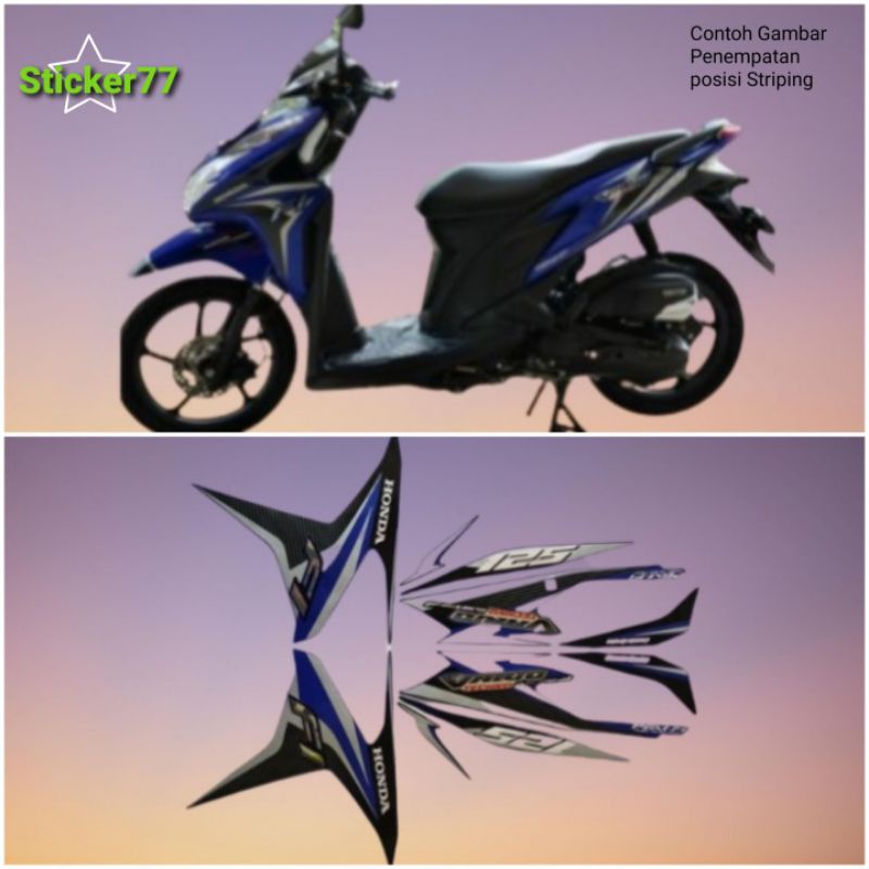 Jual Sticker Striping Motor HONDA VARIO 125 TECHNO Th 2014 Biru