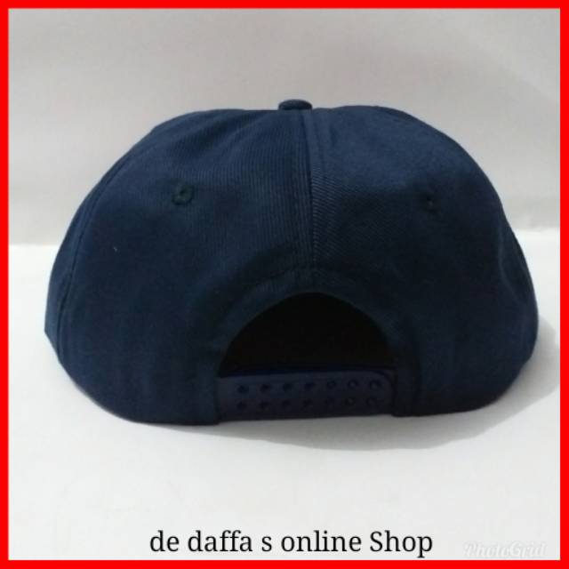 Topi Snapback Polos Dewasa  Full Biru Navy / Dongker Bahan Rapel Distro Berkualitas - Biru NAVY