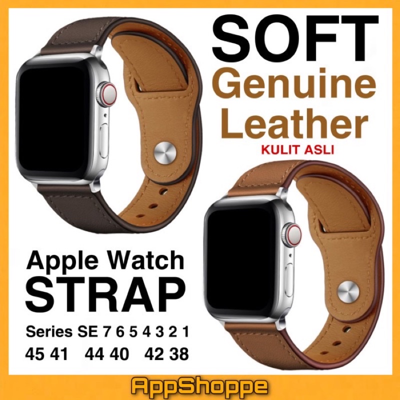 Apple Watch Genuine Leather Strap KULIT ASLI Series SE 7 6 5 4 3 2 1