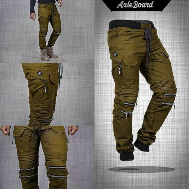 CELANA JOGGER CARGO PRIA - URBAN TWIL BIKER JOGGER PANTS BROWEN ORIGINAL