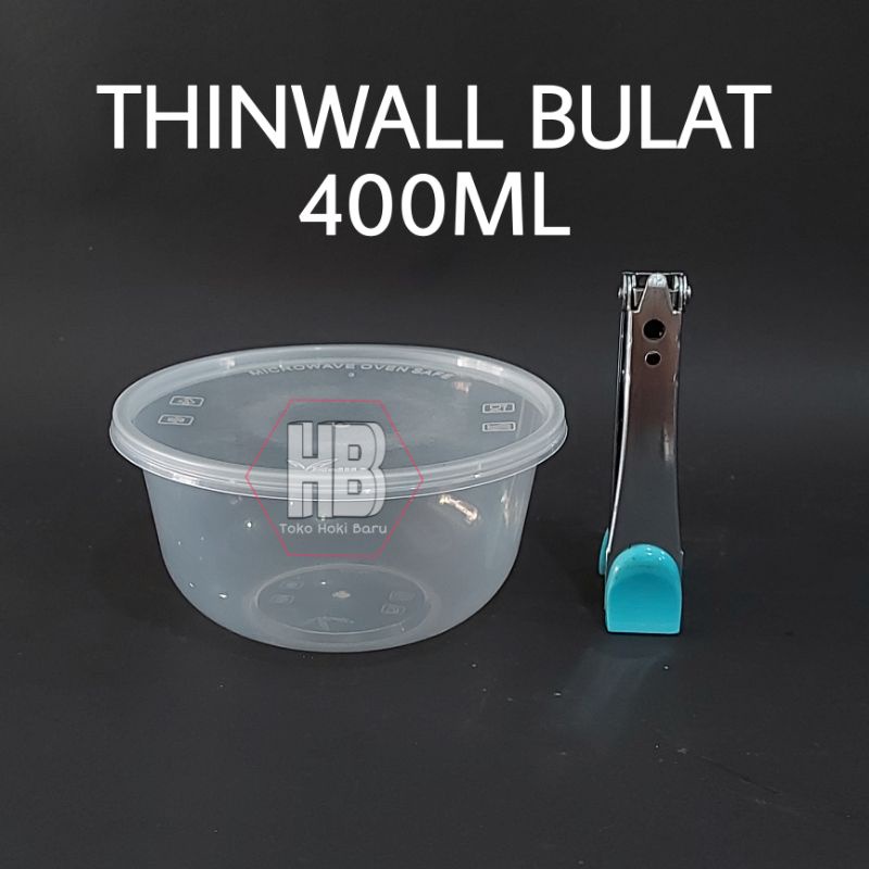 Thinwall Bowl 400 ml + Tutup / Mangkuk Dessert / Cup Pudding / Mangkok Plastik 400ml Bulat