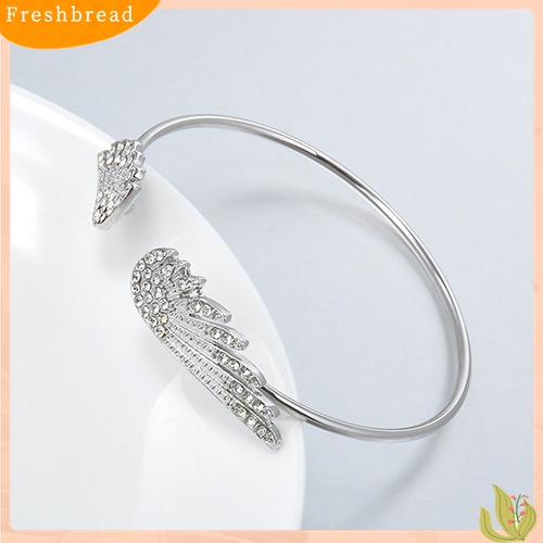 [TERLARIS]Women's Fashion Silver Color Rhinestone Angel Wings Bangle Cuff Bracelet Jewelry