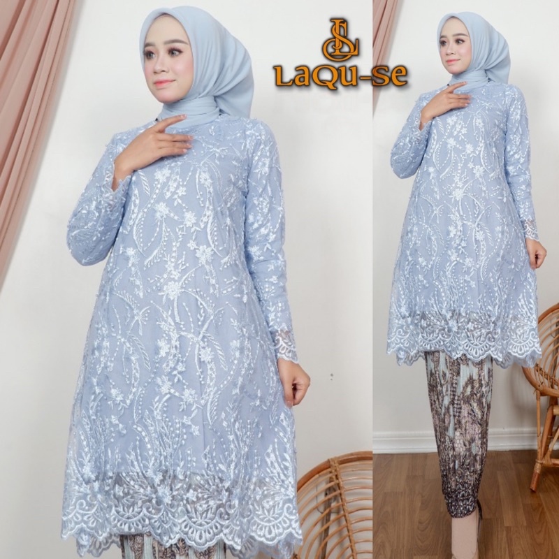 Setelan Kebaya Tunik Tulle Import Modern Outfit Kondangan Wanita Terbaru Dress Brukat By Laquse_kebaya2