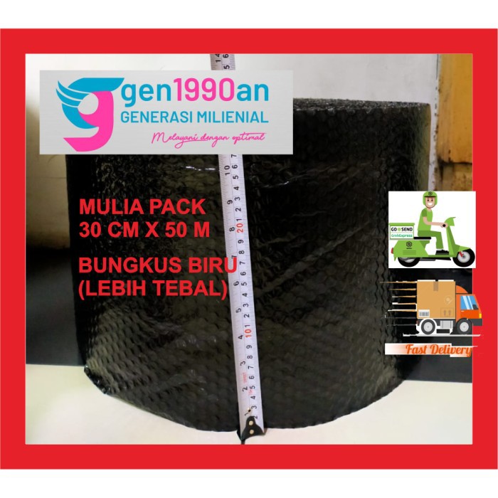 

Plastik Bubble Wrap 50 m x 30 cm bks Paling Tebal Aman Mulia Pack Biru