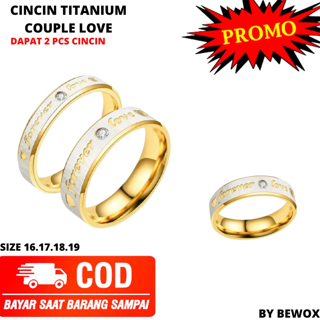 CINCIN Titanium Pria Wanita Titanium LOVE  DAPAT 2 PCS Cincin Cinta Cincin Pasangan Kekasih Cincin  Pernikahan