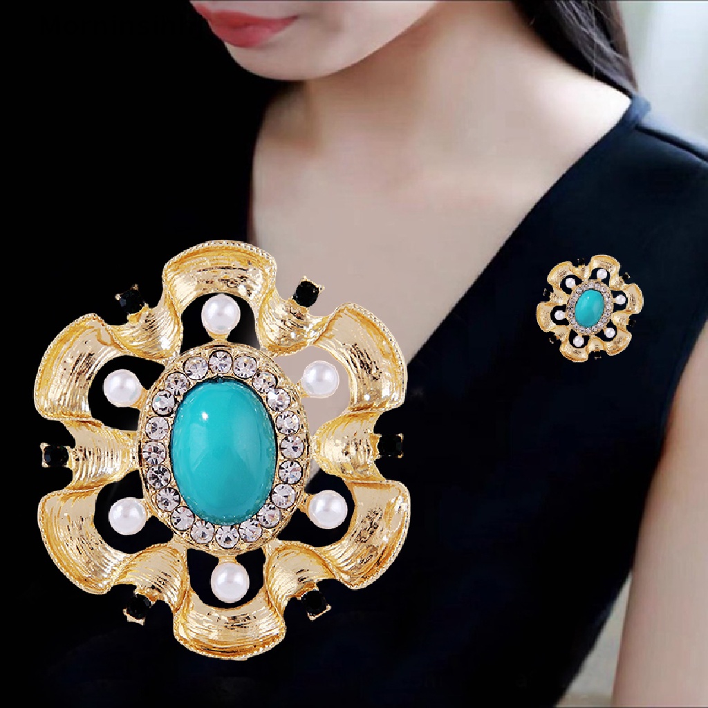 Mornin Bros Pin Bentuk Bunga Dengan Mutiara Imitasi Gaya Baroque Vintage Untuk Wanita