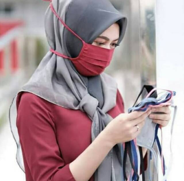 Masker Hijab Kain Polos Anti virus Debu Asap