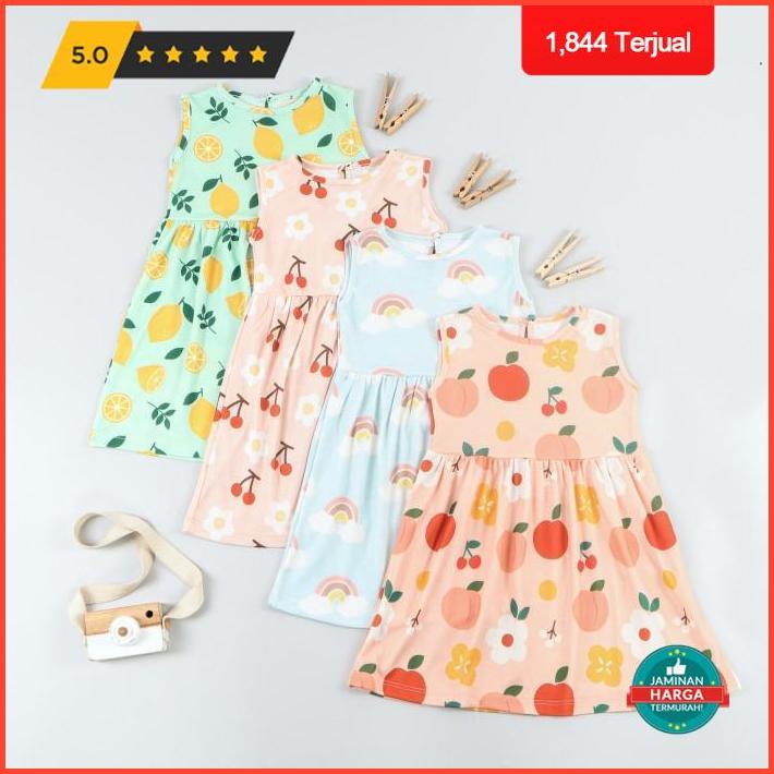 Mooi Printed Sleeveless Dress Anak Perempuan (Lemon) - 3 Years