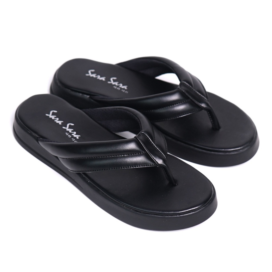 SARASARA YUK - Sandal Wanita Jepit Wedges Casual SARA SARA NORA Sendal Japit Cewek Platform Empuk Ringan Capit Tinggi 3cm  Size 36 37 38 39 40 Untuk Rumahan Warna Black Hitam Santai Premium Kekinian Terbaru Shoes Ori Original Mall Official Store