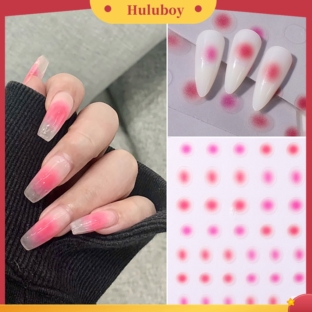 Huluboy Huluboy♡ Stiker Kuku 3D Warna Pink Gradasi Untuk Manicure