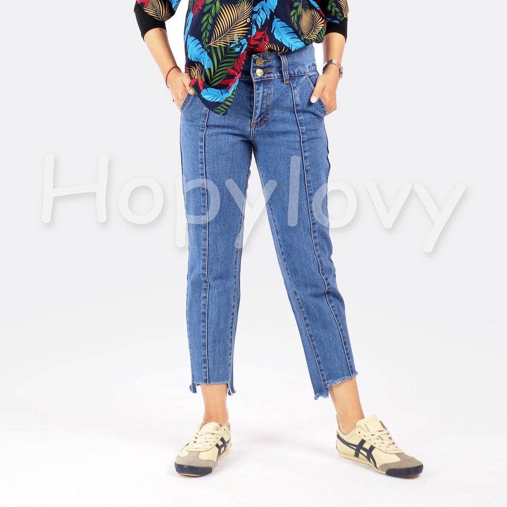 HOPYLOVY Celana  Boyfriend  Jeans Double Kancing 208 