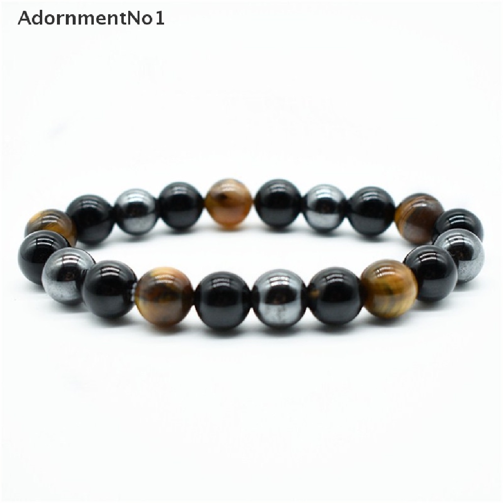 (AdornmentNo1) Gelang Manik Batu Hematite Tiger Eye Hitam Untuk Pria / Wanita