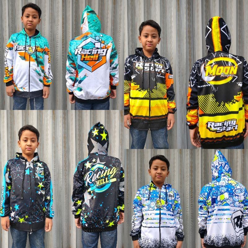 COD.Jaket Racing Anak Ranbow Motif / Jaket Custom Anak / Jaket Racing Hell