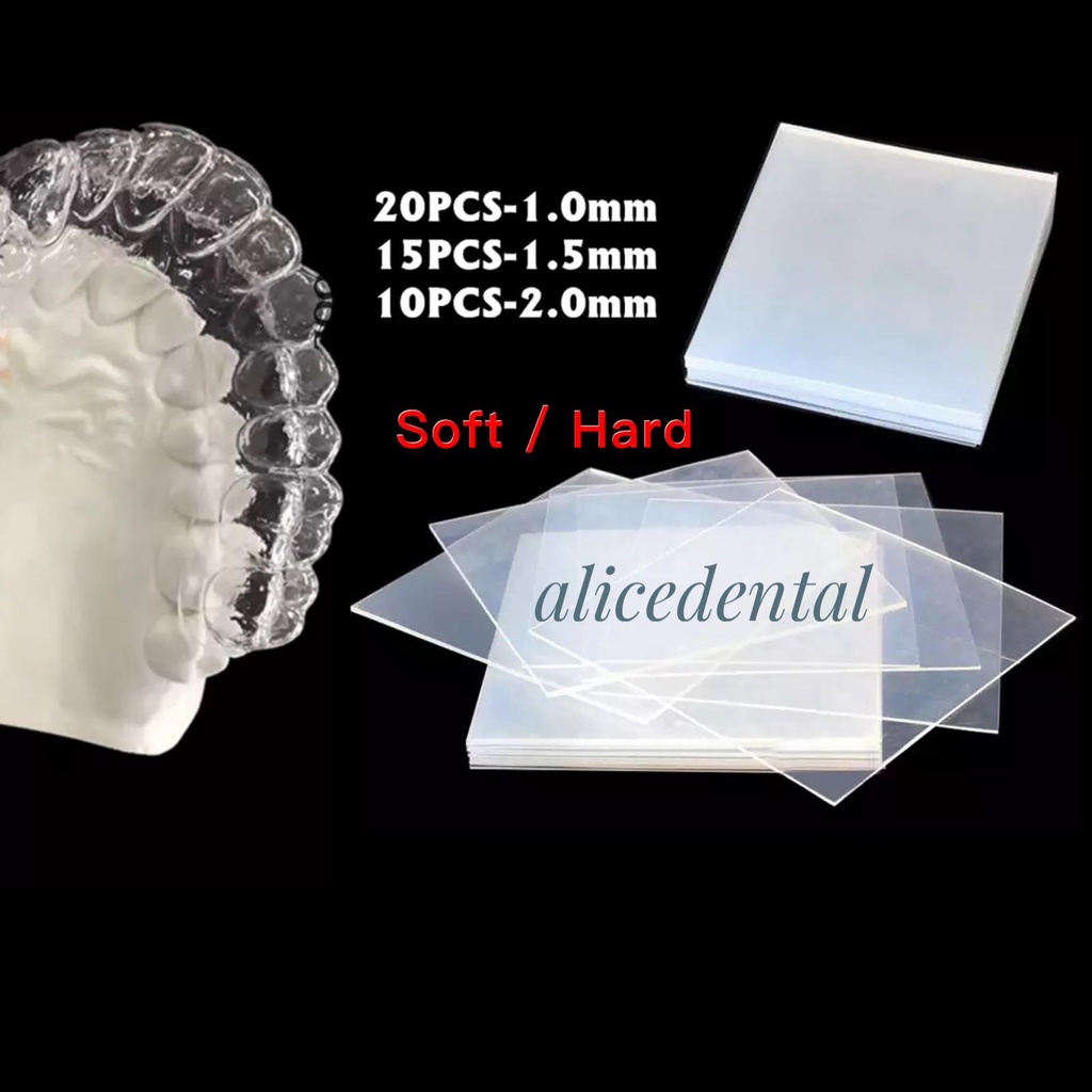 Alice dental plastik retainer ortho hard essix retainer behel braces bleaching splinting vacuum tray transparan