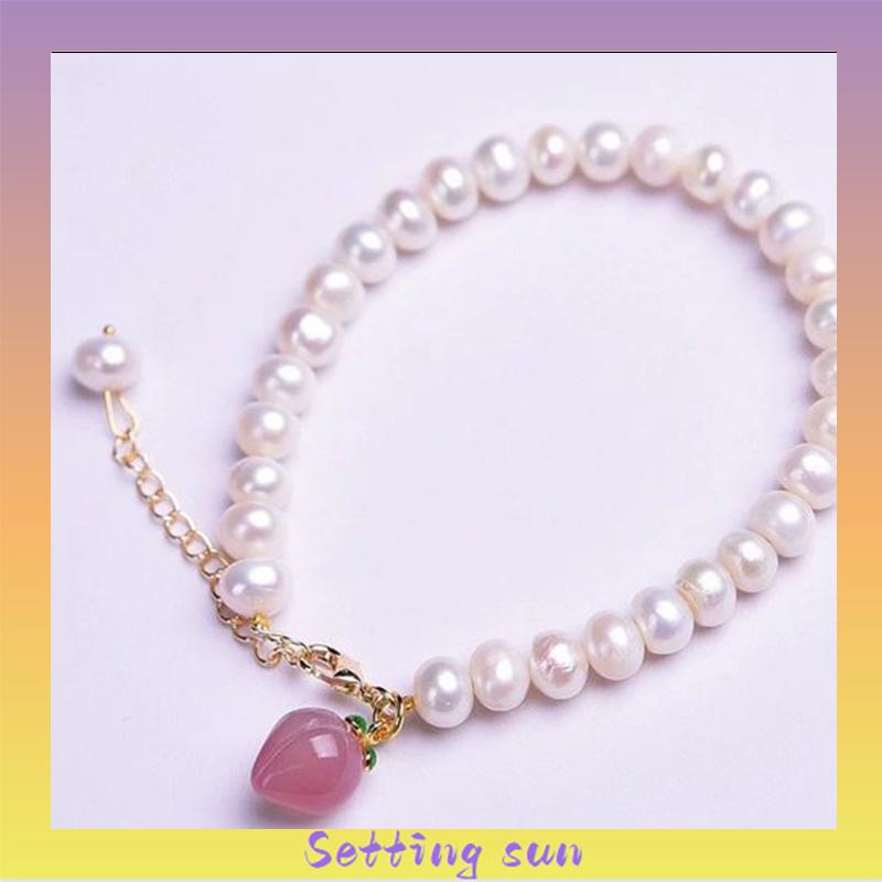 Gelang Mutiara Persik Pelajar Wanita Niche Design Sisters Couple Best Friends Gelang TN